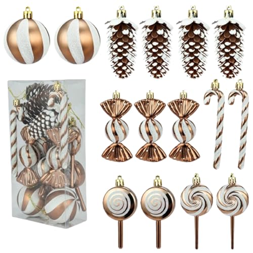 15er SetWeihnachtskugeln Christbaumkugeln Ornamente für Feiertage, Partydekoration Baumschmuck (Kiefernzapfen,Weihnachtskugel) von champracer
