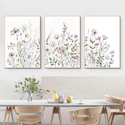 3 Teilige Set Wohnzimmer, Frühling Bunte Blume Poster & Kunstdrucke Wohnzimmer-schlafzimmer Wandkuns, Moderne Premium Ostern Poster Set Ohne Rahmen Wandbilder Wohnzimmer Leinwandbild (40x50 cm) von champracer
