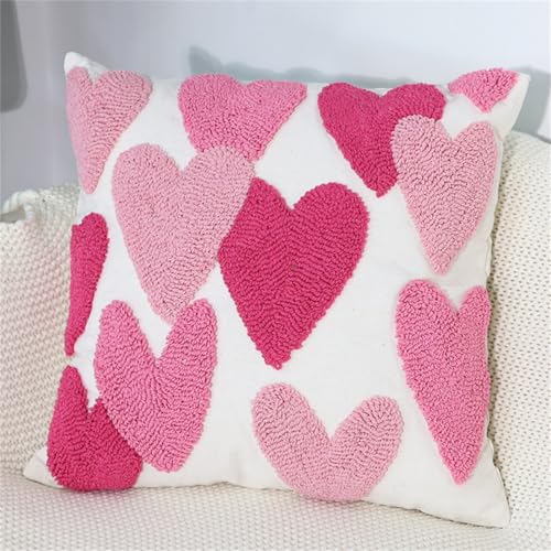 3D Muster Kissenbezug, Neue Rosa Valentine's Day Getuftete Herz Boho Kissenbezug, Kissen Deko Schlafzimmer Kissen Wohnzimmer, Moderne Minimalistische Kissenbezug Für Schlafzimmer Auto (#02) von champracer