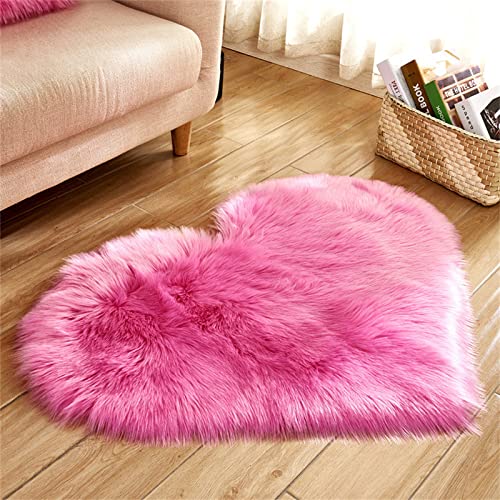 Hochfloriger Wohnzimmerteppich,Schlafzimmerteppich, Kinderzimmer moderner zotteliger Flauschiger weicher Teppich mit rutschfestem Boden, waschbar Liebe FormTeppich (Rosa,40x40) von champracer