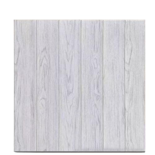 Holz Optik Paneele, 3D Akustikpaneele Selbstklebend,10 Stück 3D Wandpaneele Selbstklebend Holzoptik 70 x 70 cm,Holz Wandpaneele in Holzoptik, für Innerwand, Wohnzimmer, Schlafzimmer (White 2) von champracer
