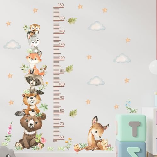Kinder Höhe Diagramm Wandtattoo Kinder Wachstumstabelle Wandtattoo Kinderzimmer Tiere DIY Wandbild Wandsticker Wandsticker Wanddeko für Kind Junge Mädchen von champracer
