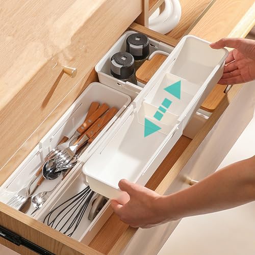 Teleskopschublade,Ausziehbare Aufbewahrungsbox Schrank Organizer Kleiderschrank, Faltbare Kunststoff Schubladen Organizer für Küchenschrank, Ausziehbare Ausziehbare Schublade (1 Stück,15cm Breite) von champracer