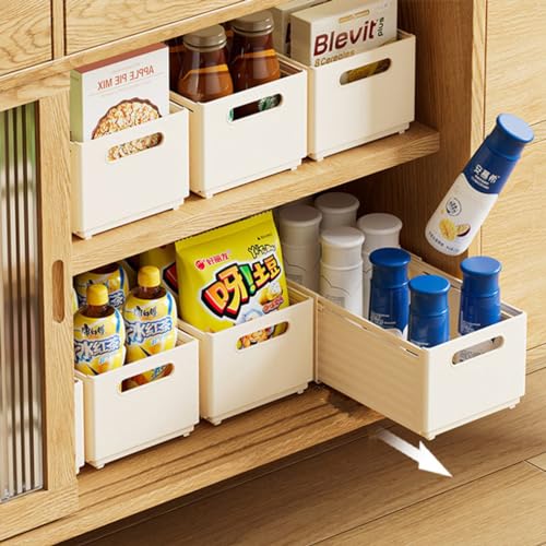 Teleskopschublade,Ausziehbare Aufbewahrungsbox Schrank Organizer Kleiderschrank, Faltbare Kunststoff Schubladen Organizer für Küchenschrank, Ausziehbare Ausziehbare Schublade (3 Stück,20cm) von champracer
