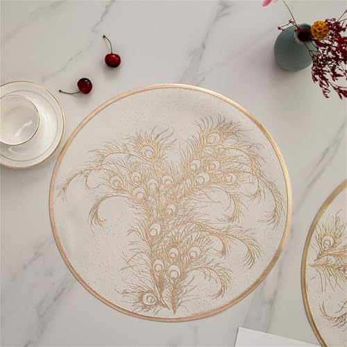 Tischset Abgrifffeste Platzdeckchen Abwaschbar KüRbisse Platzset Schmutzabweisend Und Waschbare HitzebestäNdig, FüR KüChe Speisetisch, Größe:38 cm (Gold,4er Set) von champracer