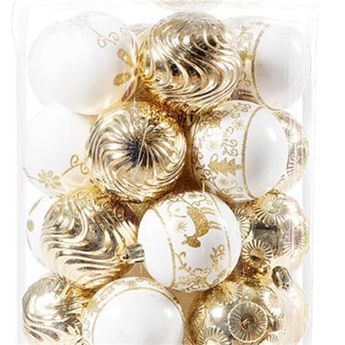 Weihnachten 6cm 20 Sets Galvanisierte Kunststoffkugel Christbaumschmuck Weihnachtskugel Set Weihnachtskugel Kunststoff Weihnachtsdekoration Weihnachtsdekoration Christbaumschmuck (Gold,16x21 cm) von champracer