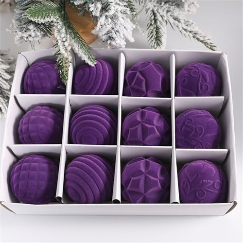 Weihnachtskugeln 12 Stück Christbaumkugeln Ornamente für Feiertage, Partydekoration Baumschmuck (Lila,Weihnachtskugel) von champracer