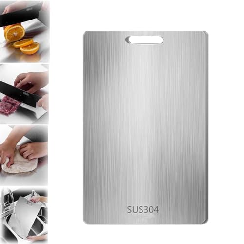 Yamato-Schneidebrett, Titanware Cutting Board, Titan Schneidebrett, 304 Edelstahl Doppelseitiges Lebensmittel Grade, Leicht zu Reinigen (Edelstahl, 39x28 cm) von champracer