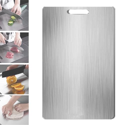 Yamato Schneidebrett, Titanware Cutting Board, Yamato Schneidebrett Aus Reinem Titan, Schneidebrett für KüChe, Edelstahl-Schneidebrett, für Fleisch, GemüSe, Obst Schneid (46x30 cm) von champracer