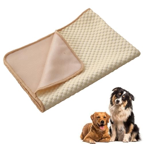 champracer 2 Stück Kühlmatte Hund, Die Innovative Kühlmatte Für Hunde, Ungiftig Kühlkissen für Haustiere, Selbstkühlend Kühlendes Hundebett, für Drinnen, Draußen und Auto (Beige,60x50 cm) von champracer