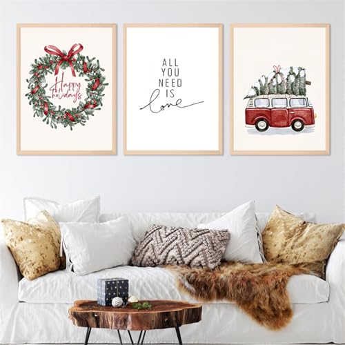 champracer 3 Stück Moderne Poster Set, Weihnachten Poster, Modern Wanddeko für Wandbilder Wohnzimmer Schlafzimmer Küche Esszimmer und Badezimmer, Ohne Rahmen (50 x 70 cm,Weihnachten) von champracer