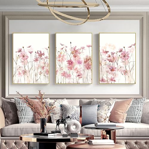 champracer 3 Stück Wildblumen Wandbilder Wildblumen Leinwand Bilder Botanische Blumen Leinwand Bilder für Schlafzimmer Wohnzimmer Deko Ohne Rahmen (30 * 40cm) von champracer