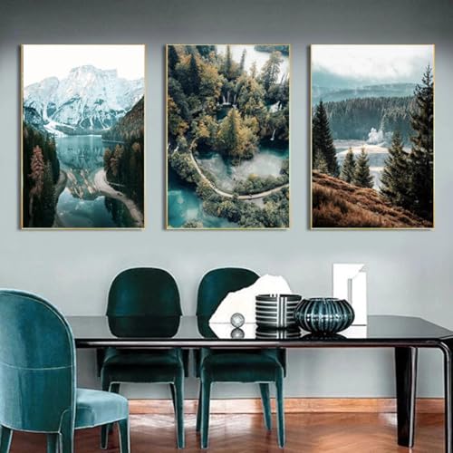 champracer 3er Moderne Poster Set Naturlandschaft Wandbilder, Bilder als Wanddeko Bilder für Schlafzimmer und Wohnzimmer ohne Rahmen (50 * 70cm) von champracer