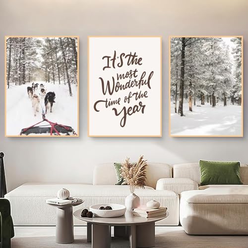 champracer 3er Poster Set Wandbilder dekorative Winter Schneeschlitten Poster Kunstdrucke, Modern Bilder Deko Wanddeko, Vintage Bilder Deko für Exquisite Leinwandbilder -Ohne Rahmen (21x30 cm) von champracer