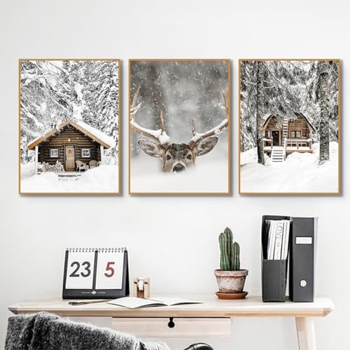 champracer 3er Poster Set Weihnachten, Ohne Rahmen Einfachheit Wandposter, Wanddeko Wohnzimmer & Schlafzimmer Weihnachten, Winter, Schnee, Weihnachtszeit (40x50 cm) von champracer