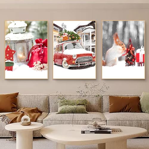 champracer 3er Weihnachten Poster Set, Winter Bilder Set Poster Set, Moderne Leinwandbilder Wandposter für Wohnzimmer, Arbeitszimmer, Esszimmer, Ohne Rahmen Kunstposter (21x30 cm) von champracer