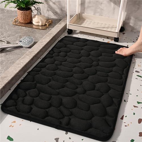 champracer Badezimmerteppich Rutschfes Weicher Badezimmerteppich Wasserabsorbierend Badematte Maschinenwaschbar Badvorleger FüR Dusche, Badewanne Und Toilette Grau,40 X 60 cm (Schwarz,40x60 cm) von champracer