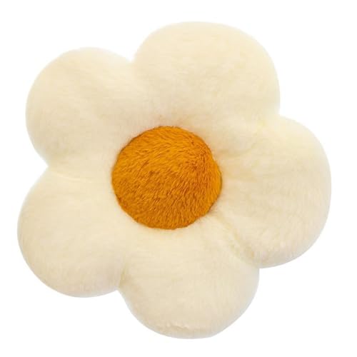 champracer Blumenkissen, blumenförmige Wurfkissen, Blumenbodenkissen Sitzkissen,Weiches Blütenblattkissen Niedliches Blumen-Plüsch-Kissen für Car Home Sofa Chair (Weiß,50 cm) von champracer