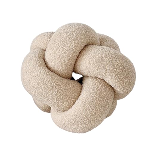 champracer Geknotetes Kissen - Rundes Wurfkissen, Sofa Geknotetes Kissen, Plüsch Geknotetes Kissen, Plüsch Rundes Geknotetes Kissen, Heimdekoration, Sofa Dekoration (Beige,30 cm) von champracer