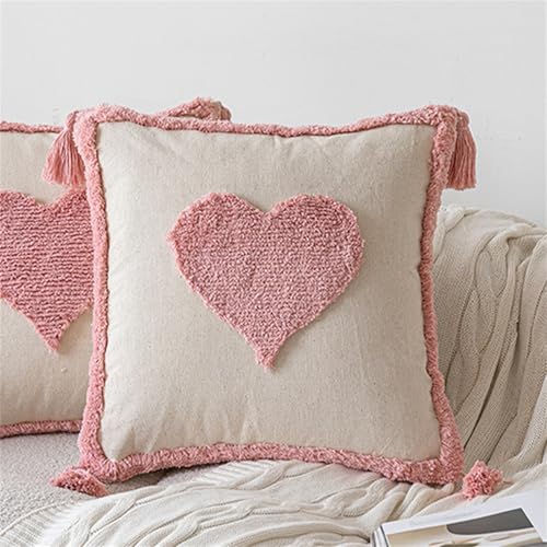 champracer Kissenbezug Boho Dekokissen Beige, Kissenhülle Mit Quasten, Boho Deko 3D Plüsch Kissen Rosa Getuftetes Kissen Kissenbezug, Moderne Minimalistische Zierkissen Für Schlafzimmer Auto (#c) von champracer