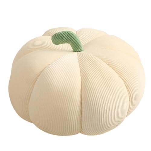 champracer Kürbis Überwurfkissen,Kürbis Kissen Rundes Kissen Samt Kürbiskissen,3D Kürbis Deko,Halloween Plüsch Kürbis Kissen Gemütliche,Halloween Kürbis, Halloween dekoratives Kissen (Beige,18cm) von champracer