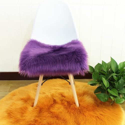 champracer Kunstfell Teppich Stuhlkissen Klein Quadratisch Sitzbezug Flauschiges Kissen Teppichmatte Weich Flauschig Wohnzimmer Schlafzimmer Sofa Fotografie Stuhl-Sitzkissen (Lila,50x50 cm) von champracer