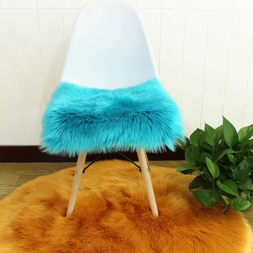 champracer Kunstfell Teppich Stuhlkissen Klein Quadratisch Sitzbezug Flauschiges Kissen Teppichmatte Weich Flauschig Wohnzimmer Schlafzimmer Sofa Fotografie Stuhl-Sitzkissen (dunkelblau,60 * 90 cm) von champracer