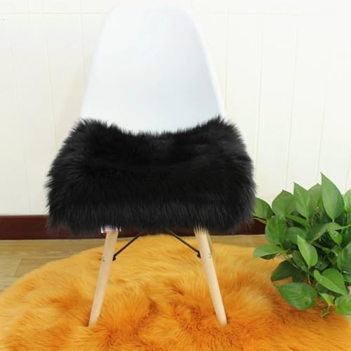 champracer Kunstfell Teppich Stuhlkissen Klein Quadratisch Sitzbezug Flauschiges Kissen Teppichmatte Weich Flauschig Wohnzimmer Schlafzimmer Sofa Fotografie Stuhl-Sitzkissen (schwarz,40x40 cm) von champracer