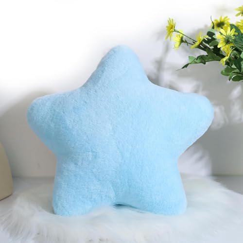 champracer Kuschelkissen Kinder Sternkissen Plüsch Kissen Dekokissen für kuschelecke kinderzimmer, Weiche Flauschige Sternform Zierkissen Sofakisse für Heimdekoration (Blau,50 cm) von champracer