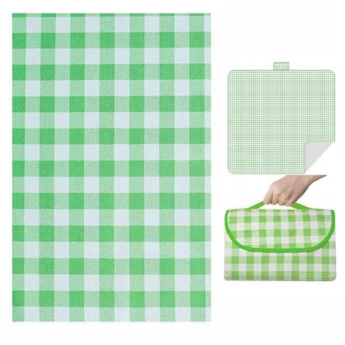 champracer Picknickdecke, Wasserdicht Decke Waschbar Faltbar Strandmatte, tragbare Stranddecke mit Tragegurt, für Outdoor, Picknick, Garten, Strand, Camping (Grün,200x200 cm) von champracer