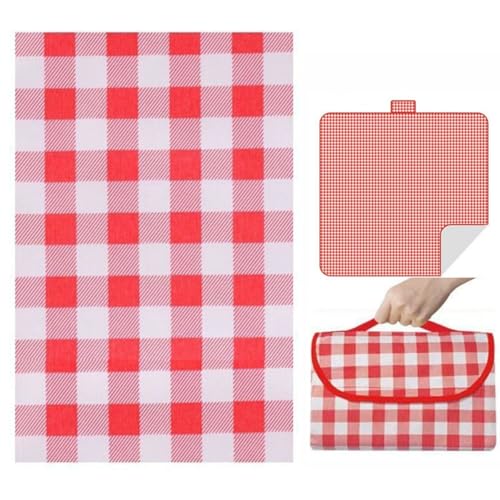champracer Picknickdecke, Wasserdicht Decke Waschbar Faltbar Strandmatte, tragbare Stranddecke mit Tragegurt, für Outdoor, Picknick, Garten, Strand, Camping (Rot,100x150 cm) von champracer