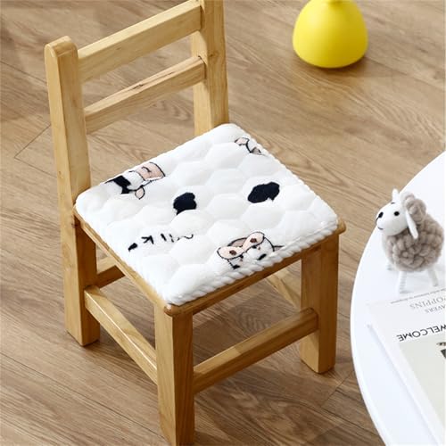 champracer Runde Stuhlkissen Sitzkissen Kinder Sitzkissen Stuhl Sitzpolster, Weiche Bequeme rutschfeste Stuhlkissen mit Bändern, für Outdoor & Indoor Gartenstuhl (Kleine Kuh,30x30 cm) von champracer