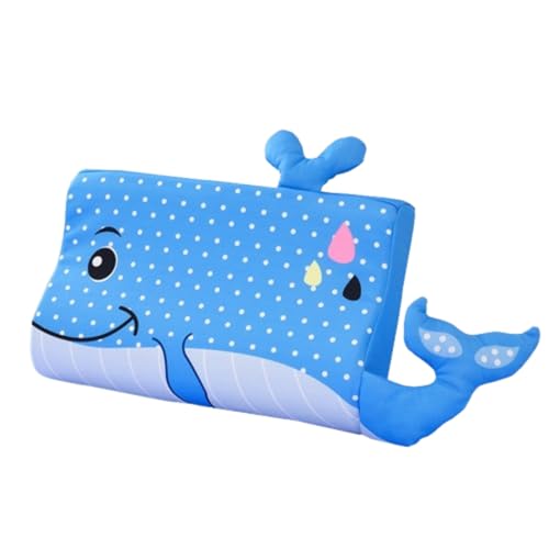 champracer Schlummerkids Kissen Original,Kinderkissen für Besserenund Gesünderen, Calmly Ergonomisch, Kawaii Tiere Kissen, Atmungsaktiv und Hautfreundlich （Mit Kopfkissenbezug） (Blauwal,50 * 30 cm) von champracer