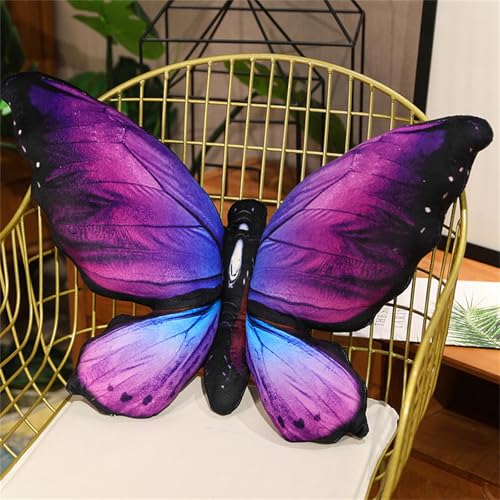 champracer Schmetterlingsförmiges Wurfkissen, Schön Realistisch Schmetterling Kissen, Schmetterlingskissen-Spielzeug, Kuscheltier, Plüsch-Wurfkissen für Couch Wohnzimmer Bett (Lila,40 * 50 cm) von champracer