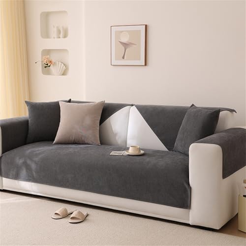 champracer Sofabezug Wasserdicht Sofabezüge für 1-4 Sitzer, Couch Überzug Samt Sofa überwurfdecke- mit Rutschfester Unterlage,Sofa Uberzug l Form Sofa Cover für Haushalte mit Hunden (Grau,70x210 cm) von champracer