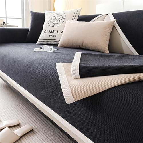 champracer Sofabezug rutschfeste Sofadecke, sofaschutz1 2 3 4-Seater L Shape Sofaschoner, Sofaüberwurf, Sofa Überzug, Sofaschutzdecke Hund Kratzschutz Katze (Schwarz,90x180 cm) von champracer