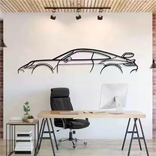 Champracer Wanddeko aus Metall 3D Auto-Muster, 50 x 20 cm Metall-Dekor, Schwarze Große Wanddekoration für Zuhause Wohnzimmer Schlafzimmer von champracer