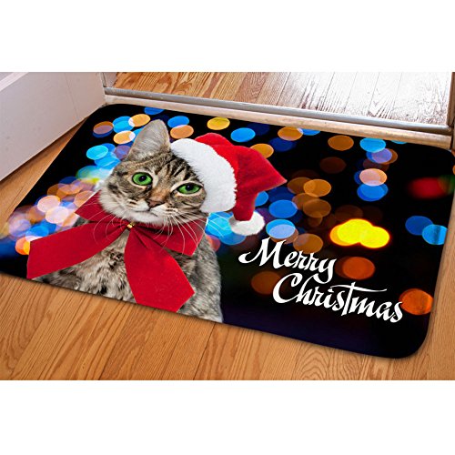 Chaqlin Kleine Fußmatte mit Weihnachtsmotiv, rutschfest, Badematte, Boden, Teppiche Green eyes cat von chaqlin