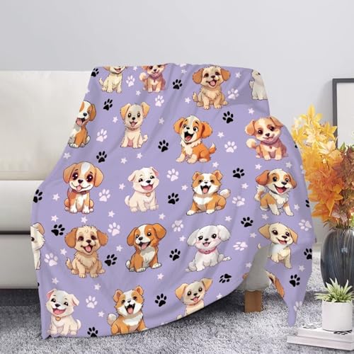 chaqlin Flanell-Haustierdecke, flauschig, niedlich, Pfotenabdruck, Hundedecke, super warm und weich, Hundedecke für Bettbezug, flauschige Schlafmatte für Hunde und Katzen, violett, schöne Welpendecken von chaqlin