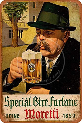 Dafony Birra Moretti Blechschild Wand Docer Retro Schild Vintage Eisenmalerei Metall Poster Dekoration Lustig Hängende Basteln f. von chefuwu