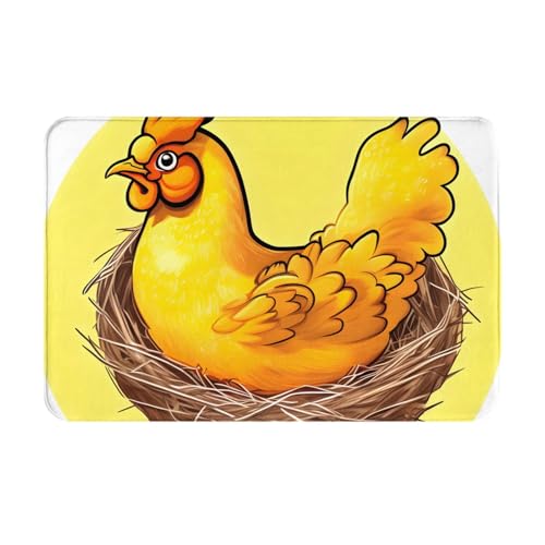 Fußmatte Vogelnest Golden Chickenfront, saugfähige und rutschfeste Willkommensmatte, 60 x 40 cm, für Foyer, Eingang, Schlafzimmer von chenfandi