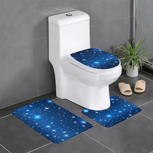 chenfandi Blue Star Pattern Badezimmermatten Set mit drei weichen, saugfähigen, rutschfesten Badezimmermatten, geeignet für Badezimmer, #Toiletten usw. von chenfandi