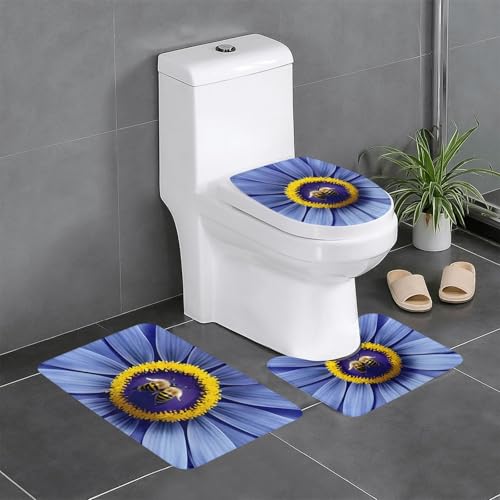 chenfandi Blumenherz Biene Badezimmermatte Set mit drei weichen, saugfähigen, rutschfesten Badezimmermatten, geeignet für Badezimmer, #Toiletten usw. von chenfandi