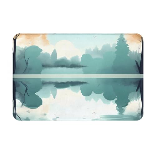 chenfandi Fallen Leaves On A Tranquil Lakefront Fußmatte, saugfähige und rutschfeste Willkommensmatte, 60 x 40 cm, für Foyer, Eingang, Schlafzimmer von chenfandi