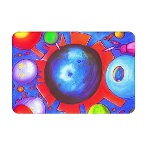 chenfandi Fußmatte mit Cartoon-Universum, saugfähige und rutschfeste Willkommensmatte, 60 x 40 cm, für Foyer, Eingang, Schlafzimmer von chenfandi