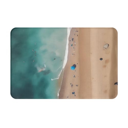 chenfandi Fußmatte mit Luftansicht auf den Strand, saugfähige und rutschfeste Willkommensmatte, 60 x 40 cm, für Foyer, Eingang, Schlafzimmer von chenfandi