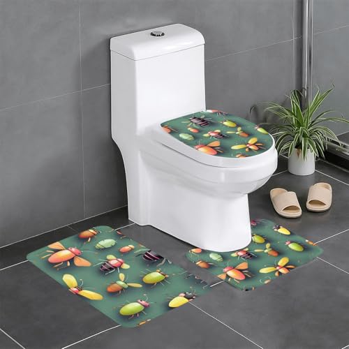chenfandi Insect Atlas Badteppich-Set, 3er-Set, weich, saugfähig, rutschfest, geeignet für Badezimmer, #Toiletten usw. von chenfandi