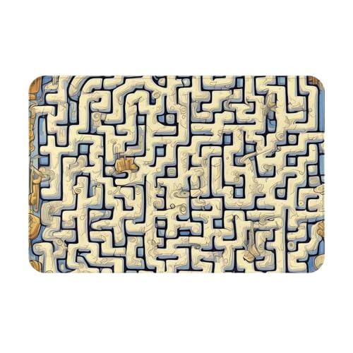 chenfandi Labyrinth Treasure Mapfront Fußmatte, saugfähige und rutschfeste Willkommensmatte, 60 x 40 cm, für Foyer, Eingang, Schlafzimmer von chenfandi