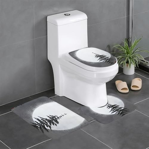 chenfandi Moon Pine Tree Badezimmerteppich-Set, weich, saugfähig, rutschfest, geeignet für Badezimmer, Toiletten usw. von chenfandi