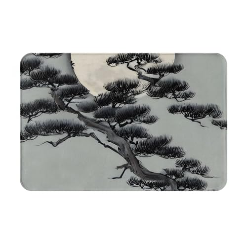 chenfandi Pine Tree Under The Moonfront Fußmatte, saugfähige und rutschfeste Willkommensmatte, 60 x 40 cm, für Foyer, Eingang, Schlafzimmer von chenfandi
